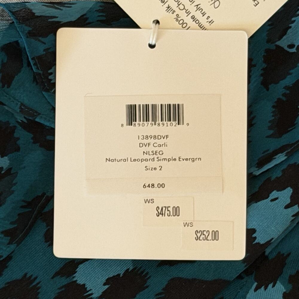 Diane Von Furstenberg DVF Carli Wrap Dress 2 Teal Leopard Silk Jersey NWT - Picture 9 of 12